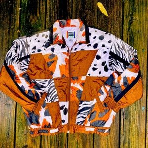 Deadstock vintage 80s EVR animal-print windbreaker